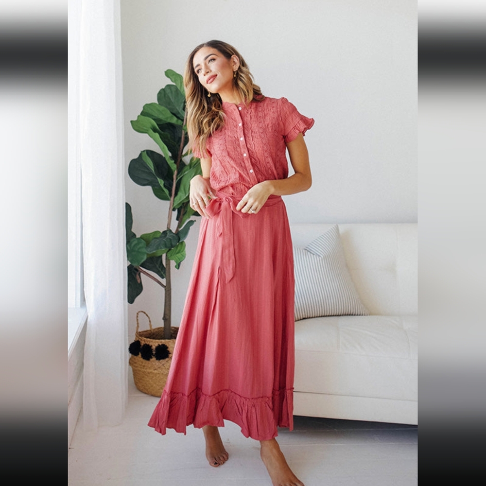 DMFashion Rose Pink Maxi skirt cotton M and XL